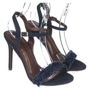 Shoe Republic LA Blue and Brown Stiletto Heels with Strappy Design